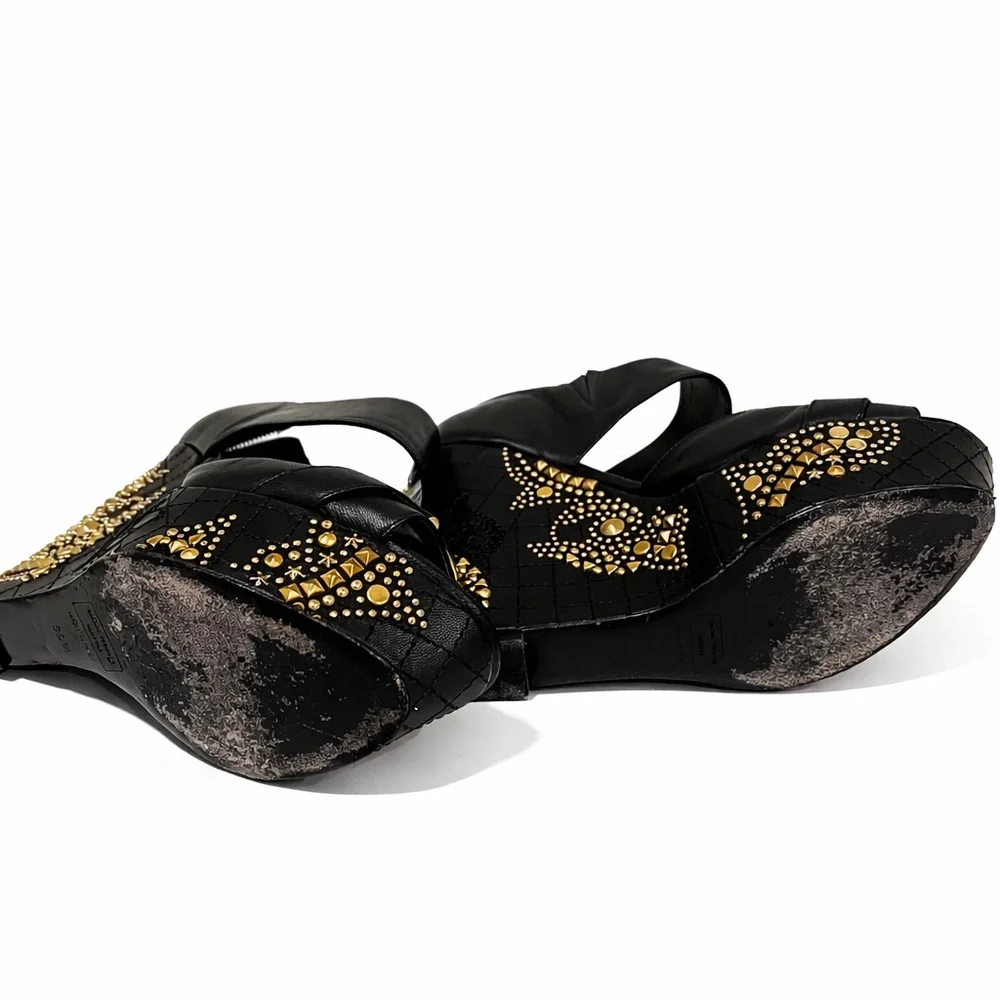 Authentic Versace Black and Gold Wedge Medusa Heels - Picture 7 of 9